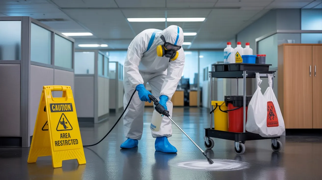 When Do Commercial Spaces Need Biohazard Cleaning? 3 Professional blood spill and bodily fluid cleanup by certified technician