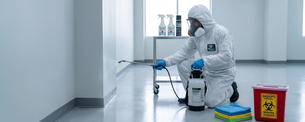 Professional crime scene cleanup equipment and biohazard remediation